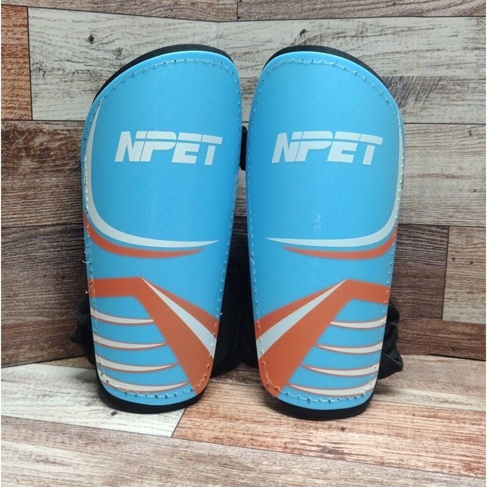 NPET shin guards, blue, unisex, Adjustable straps, NEW Youth Small